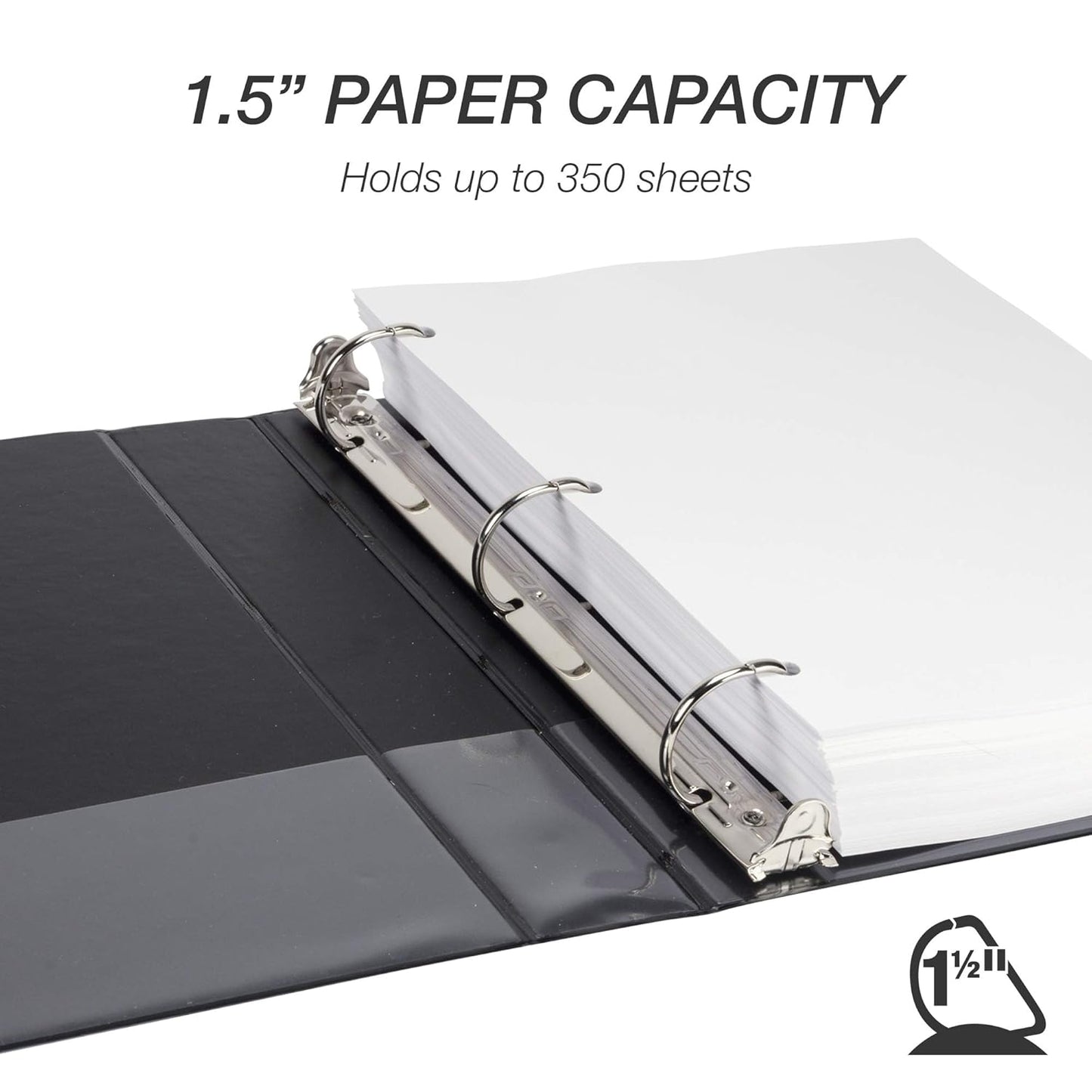 Durable 1.5 Inch Binder Made in the USA, D Ring Customizable Clear View Binder, Pack of 4